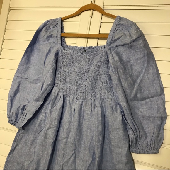 J. Crew Linen Daydream Dress in French Blue Size Large Petite LP NWT - Picture 4 of 9